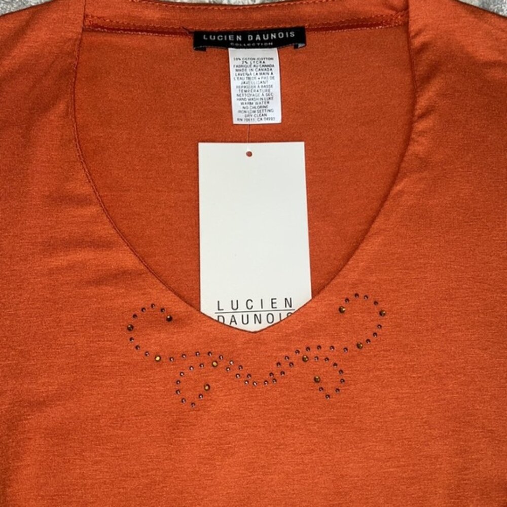 Burnt-Orange V-neck Sleeveless Blouse